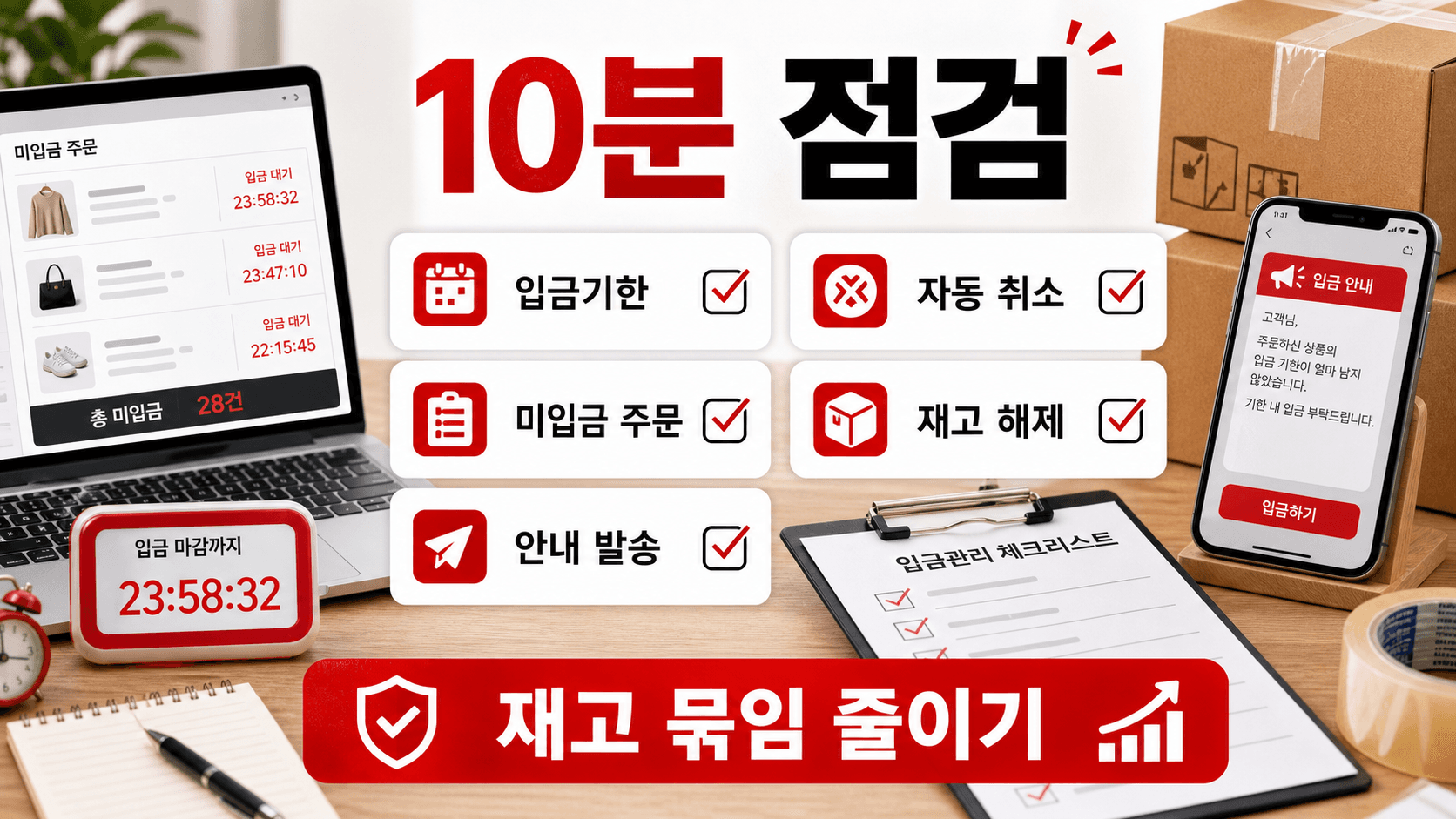 입금기한 안내 체크리스트