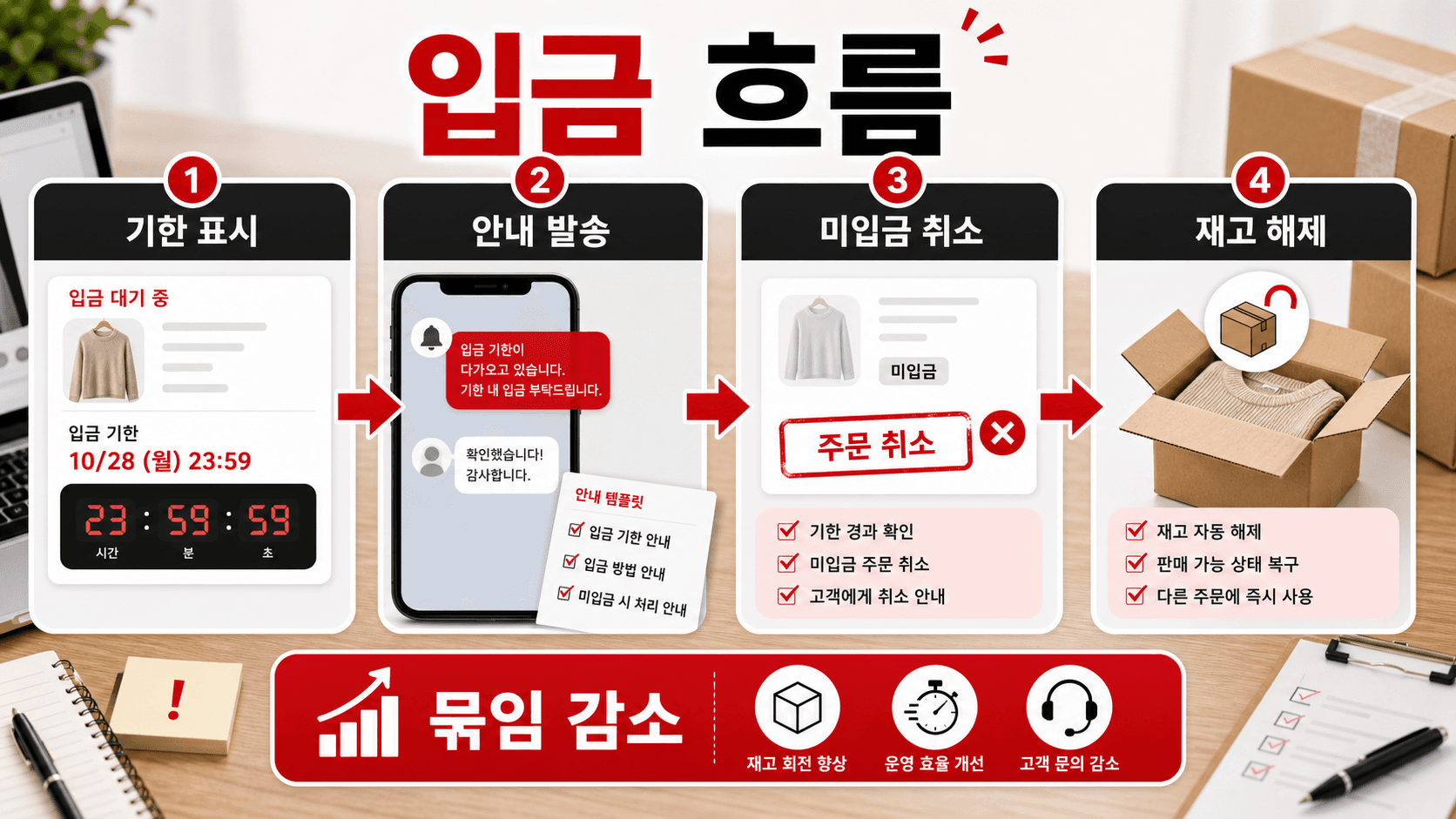 입금기한 안내 흐름 diagram