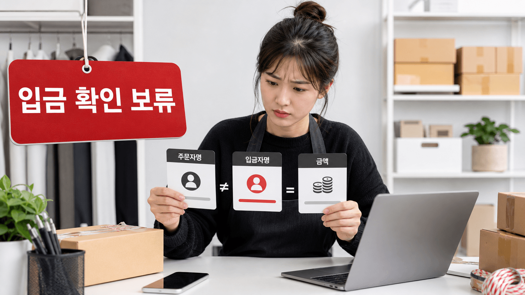입금 확인 보류 상황을 점검하는 판매자 운영 이미지