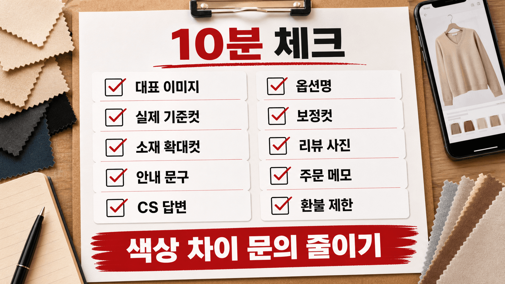 색상 차이 문의 줄이는 10분 체크리스트