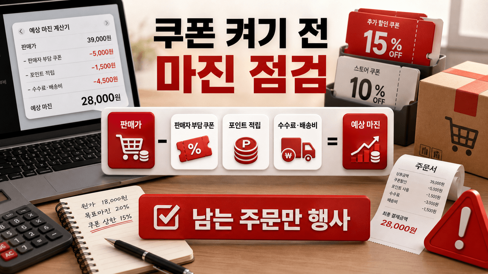 쿠폰 행사 전 마진 점검 화면