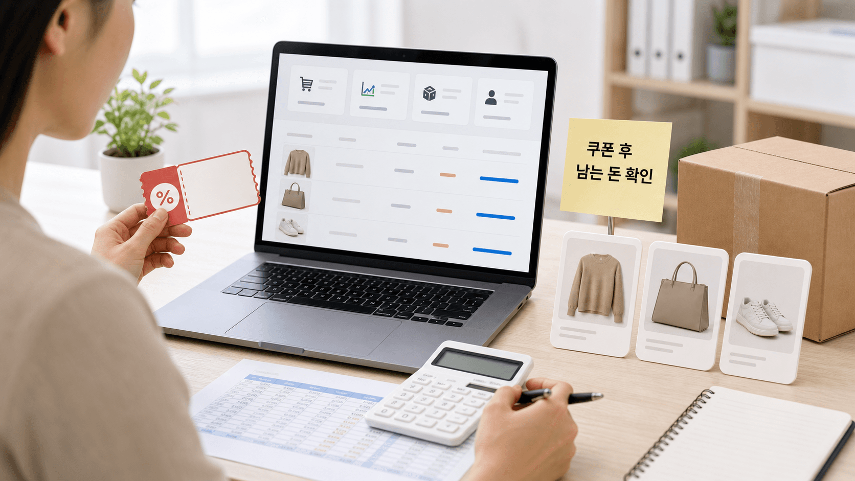 쿠폰 후 남는 돈 확인