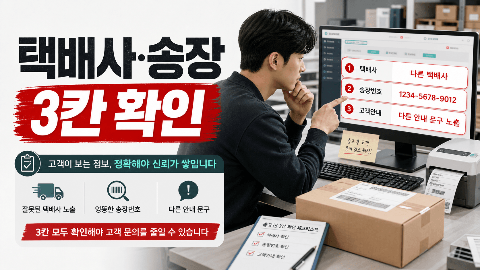 택배사가 다르게 보이는 송장, 출고 전 3칸만 다시 맞추세요