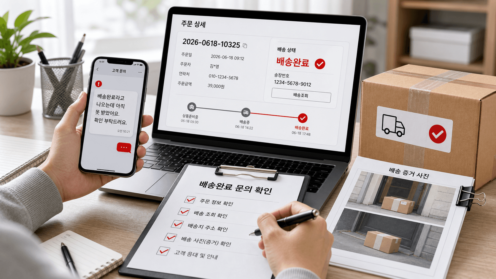 배송완료 문의 확인
