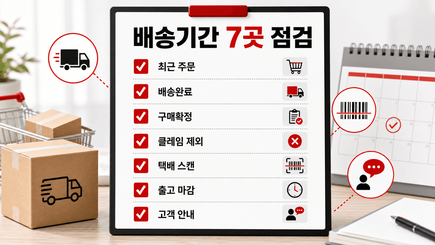 배송기간 7곳 점검