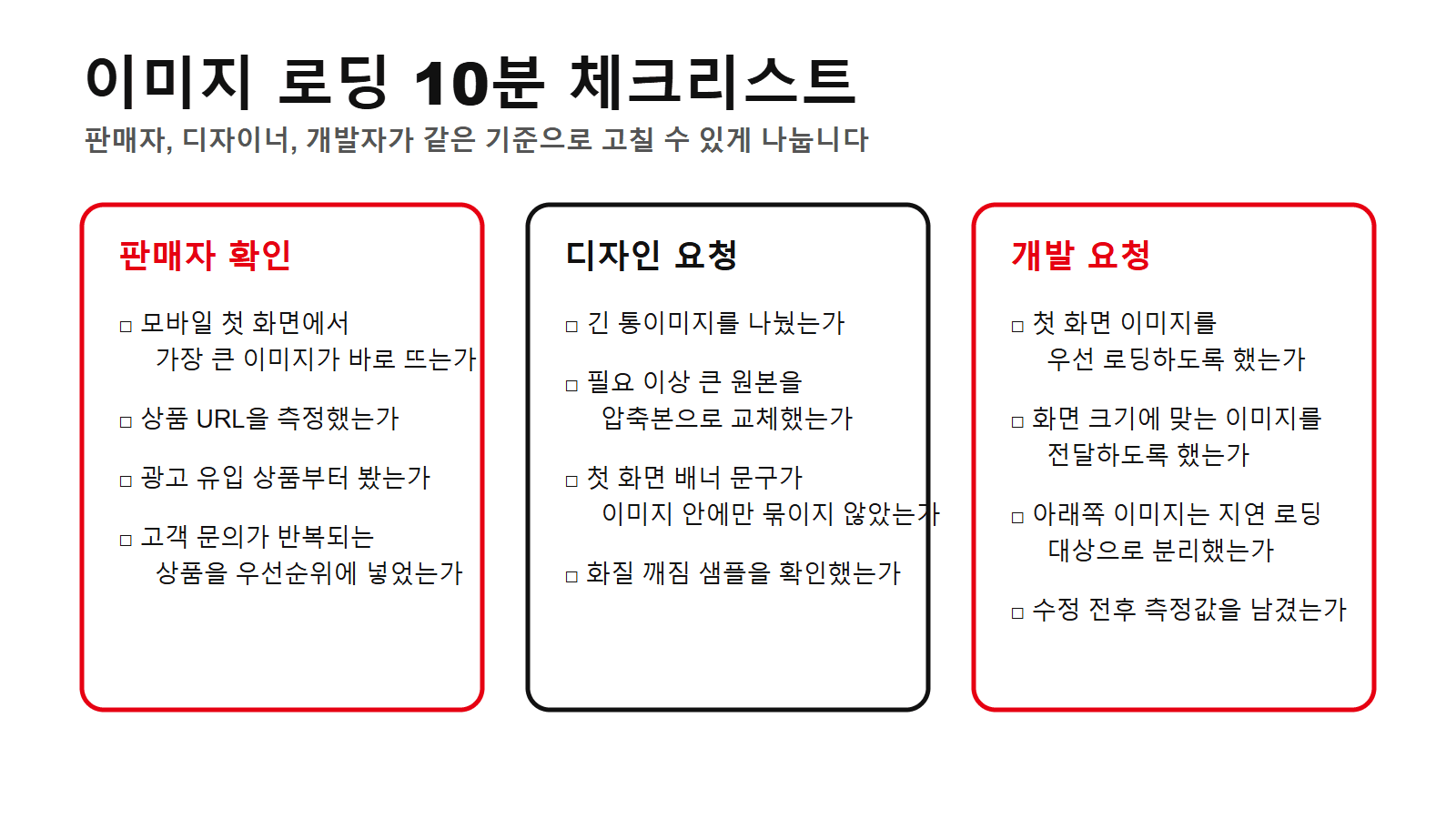 이미지 로딩 10분 체크리스트