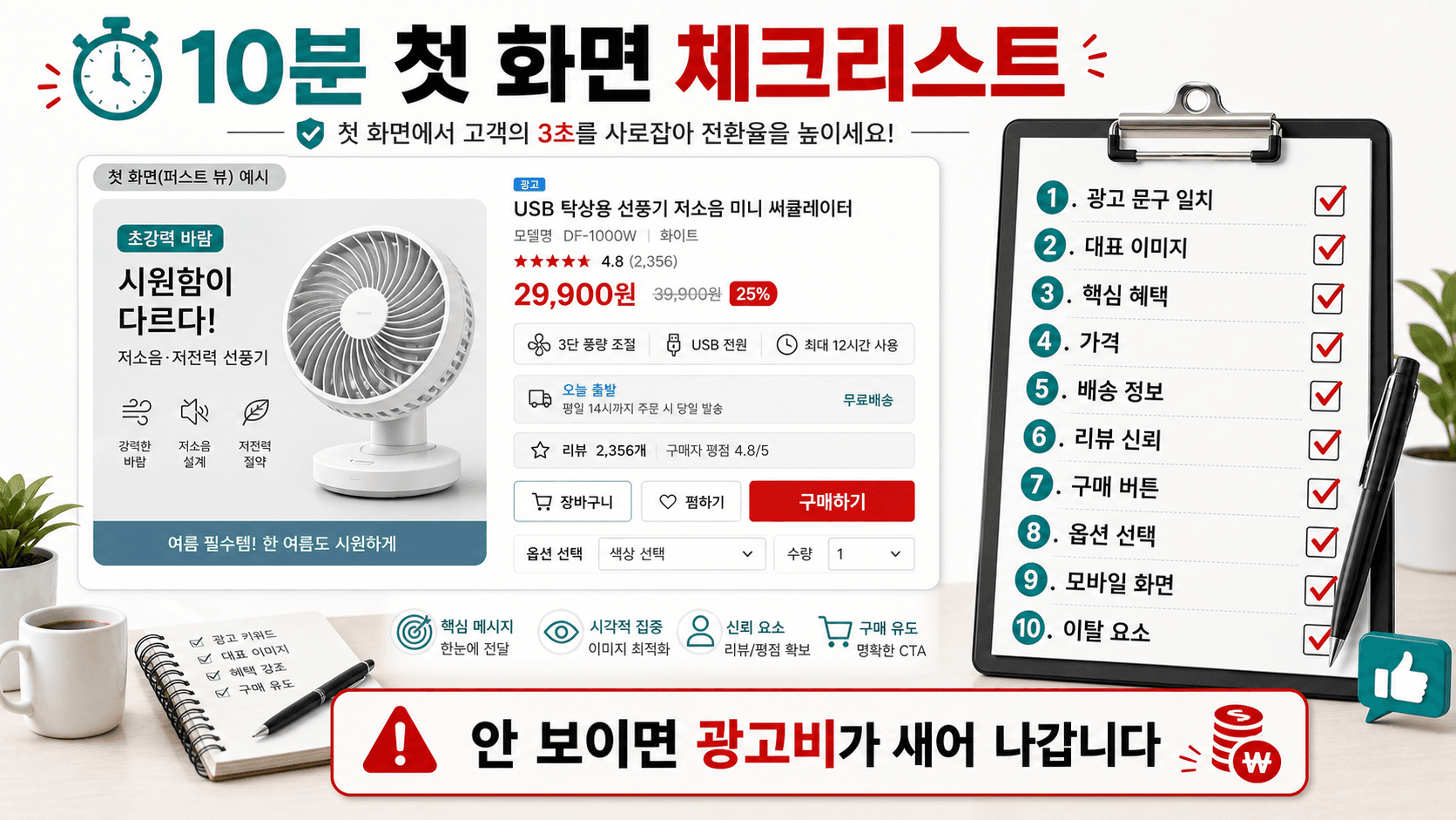 10분 상세페이지 첫 화면 체크리스트