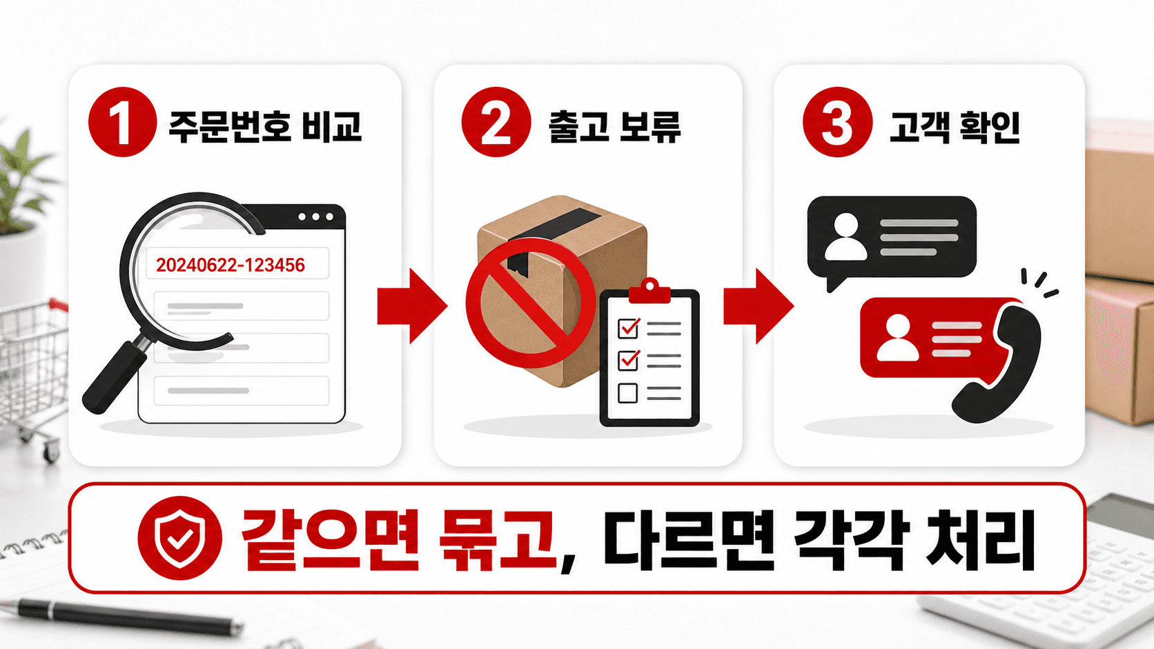 중복주문 출고 전 3단계 확인 흐름