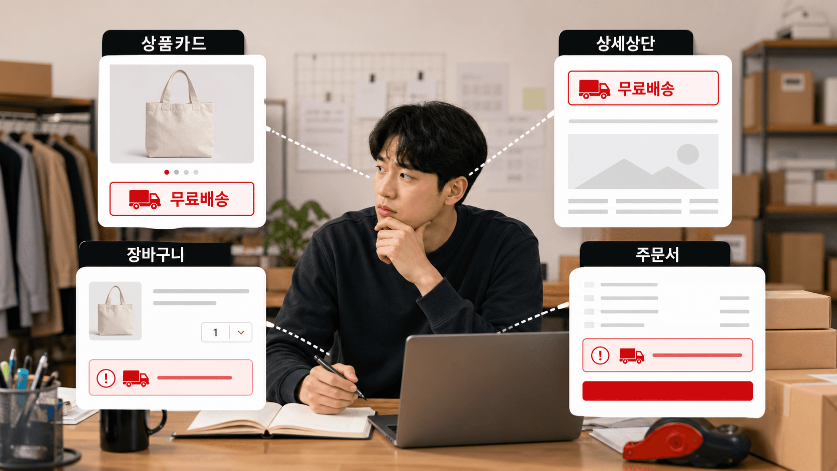 무료배송 문구는 네 화면에서 같은 약속이어야 합니다