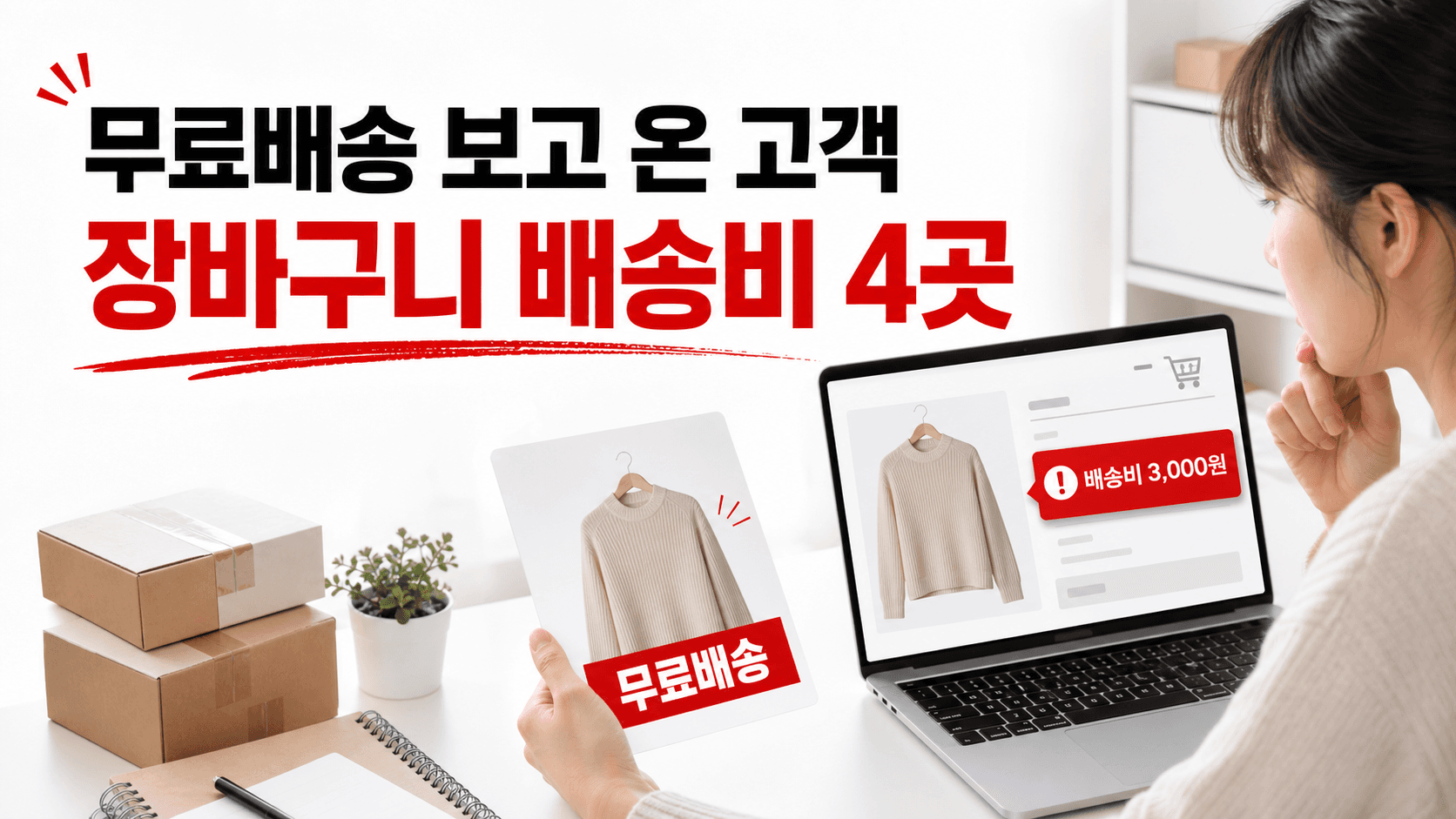 무료배송 보고 온 고객, 장바구니 배송비가 다를 때 먼저 맞출 화면