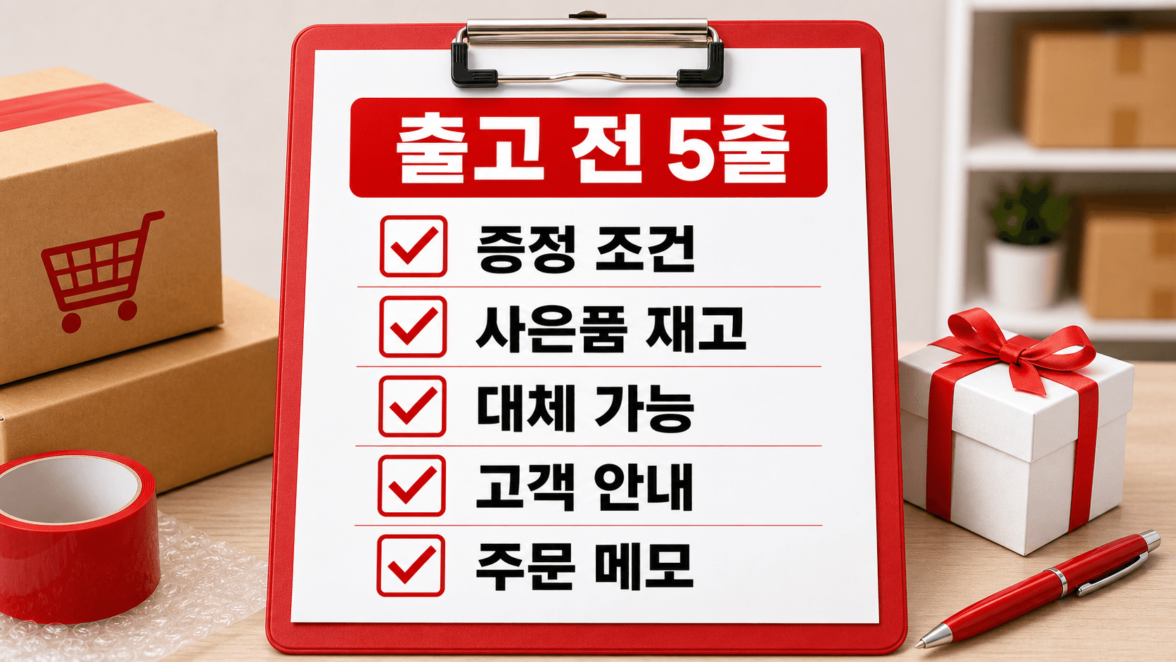 사은품 품절 출고 전 5줄 체크