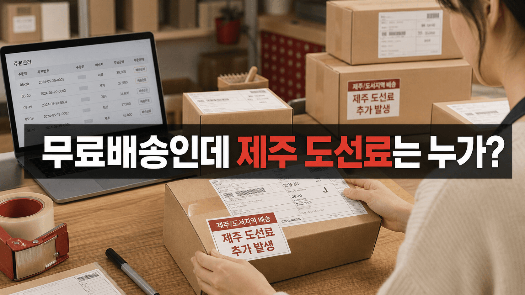 무료배송으로 걸어둔 상품, 제주 주문마다 도선료를 판매자가 물고 있다면 지역별 배송비부터 보세요 대표 이미지