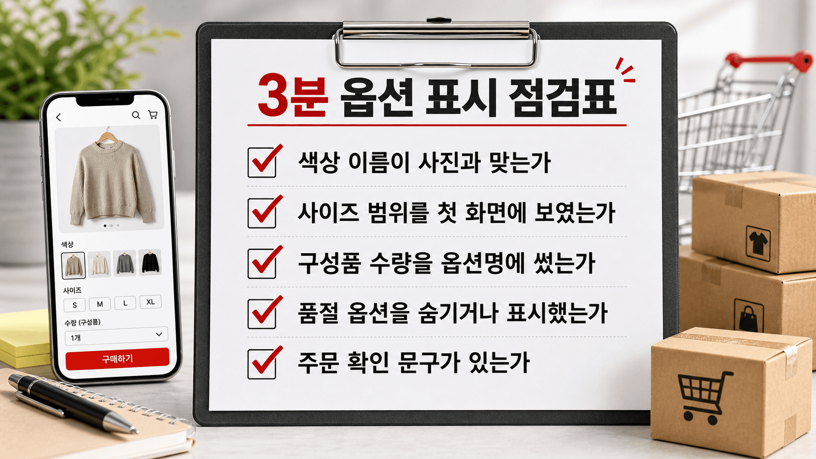 3분 옵션 표시 점검표