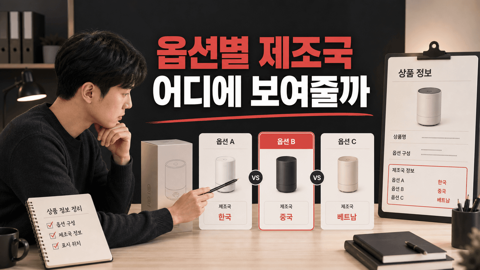옵션마다 제조국이 다른 상품, 주문 전에 먼저 보이게 할 정보 대표 이미지
