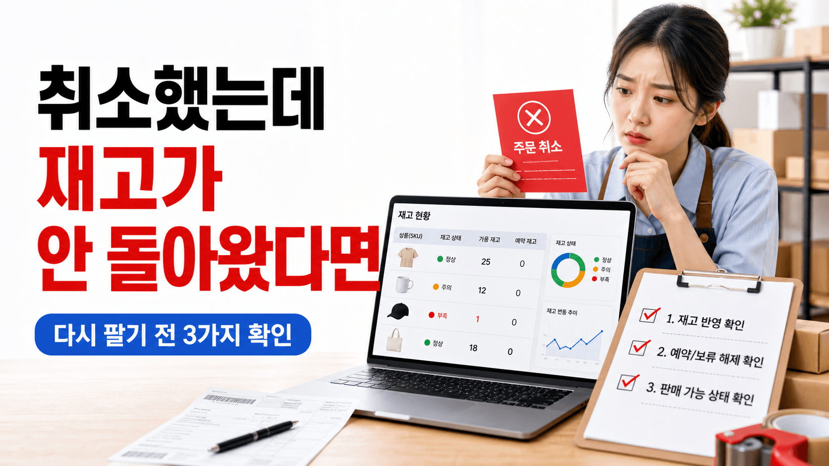 취소 주문 재고, 이력부터 맞춰야 다시 판매할 수 있습니다 대표 이미지