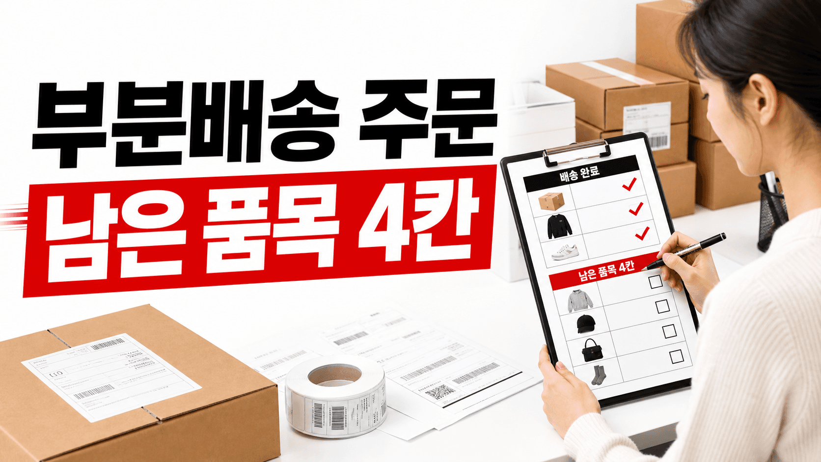 한 주문을 나눠 보내야 할 때, 남은 품목 CS 줄이는 4칸 대표 이미지