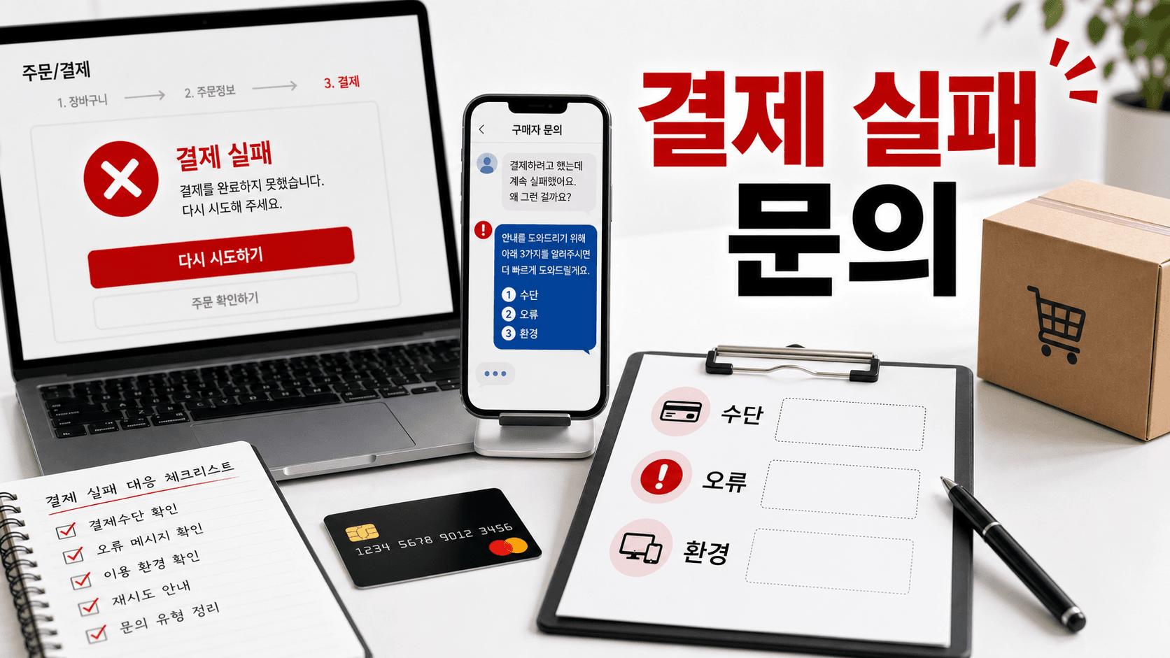 결제 실패 문의 대응 화면