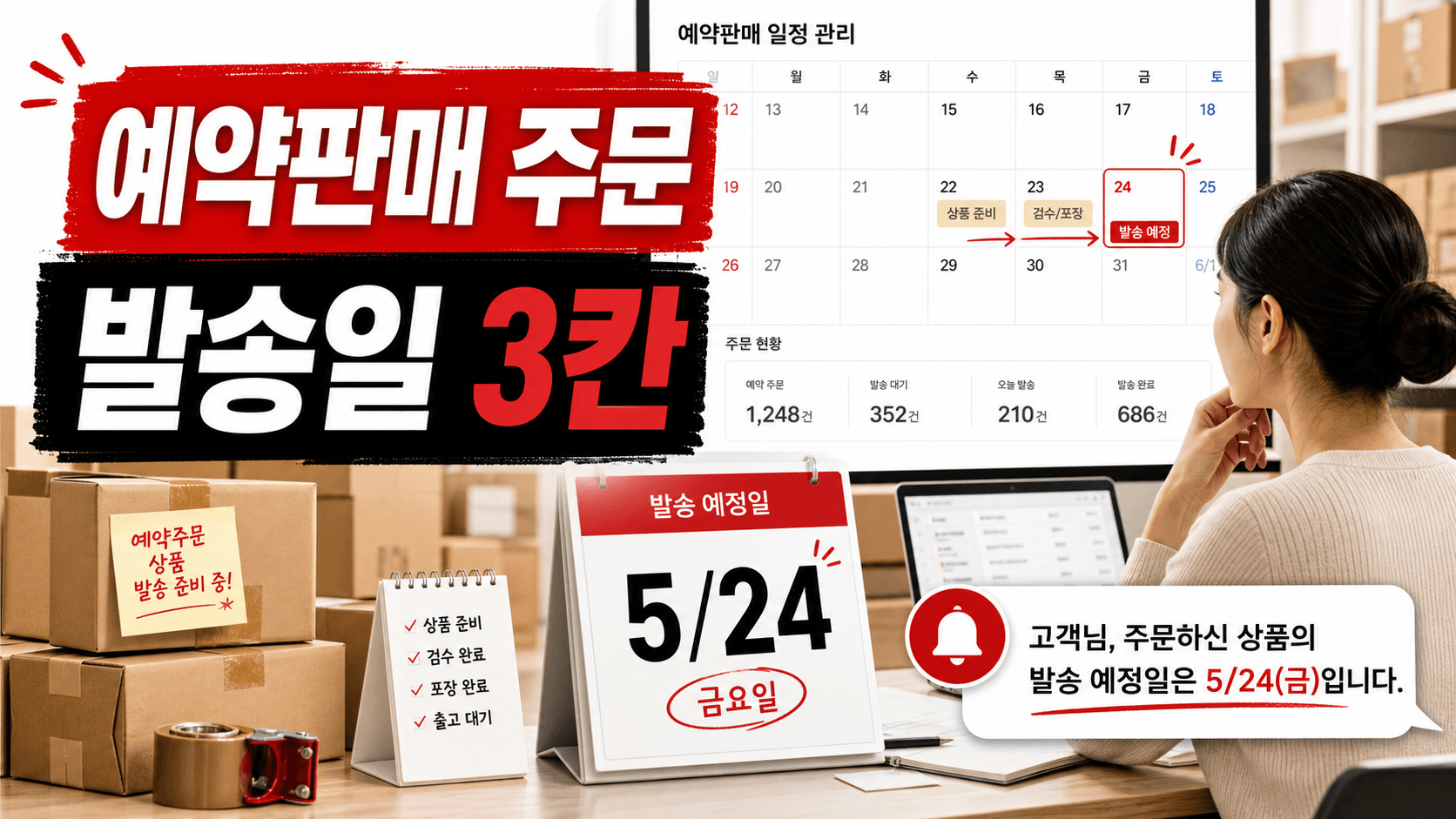 예약판매 주문, 출고 문의 줄이는 발송일 3칸 확인표 대표 이미지
