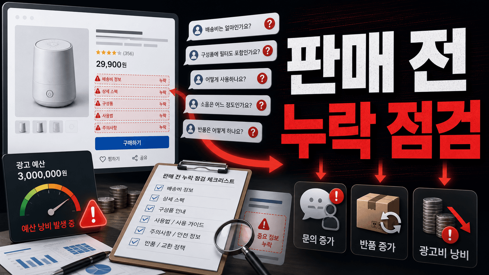 판매 후 문의 몰리는 상품 막기, 상세페이지 7곳 10분 검수 체크리스트 대표 이미지