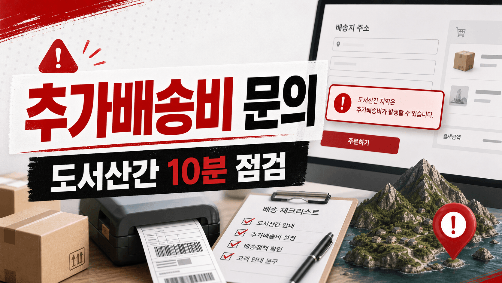 도서산간 추가배송비 빠진 주문, 추가입금 문의 줄이는 판매자 10분 체크리스트 대표 이미지