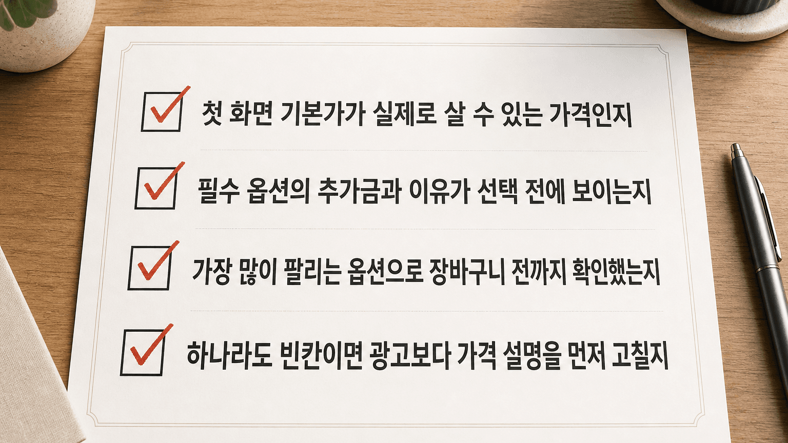 필수 옵션 추가금 상품의 발행 전 체크리스트