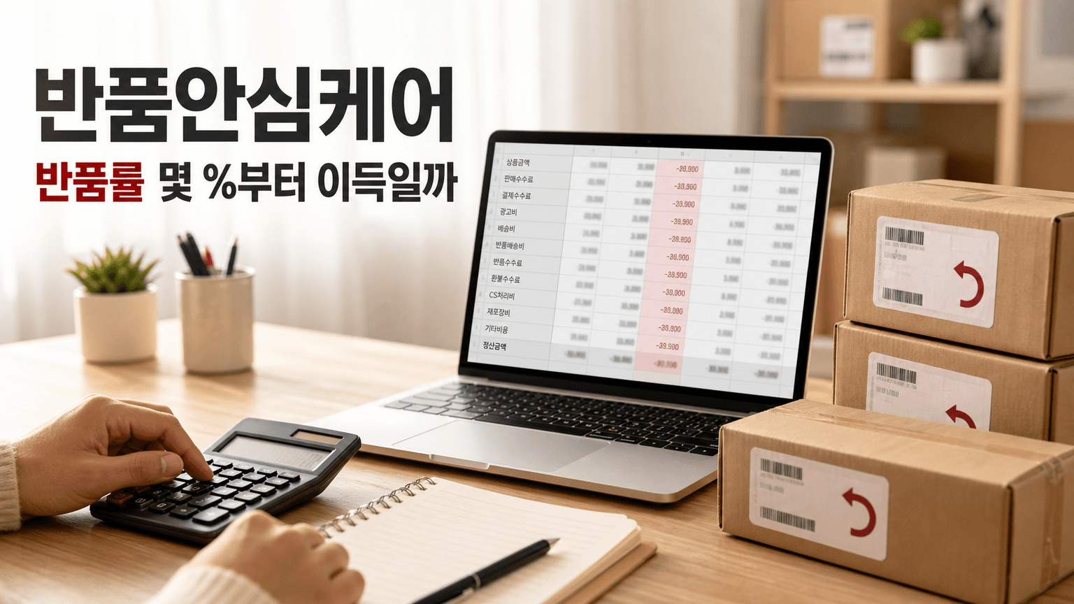 반품안심케어는 반품률이 이 선을 넘는 상품에서만 켜두면 됩니다