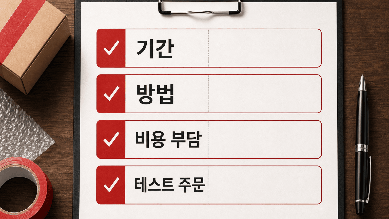 기간 방법 비용 부담과 테스트 주문을 확인하는 체크리스트