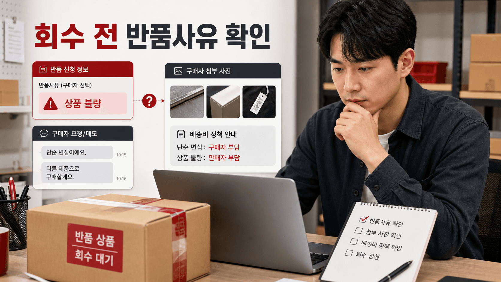 회수 전 반품사유 확인