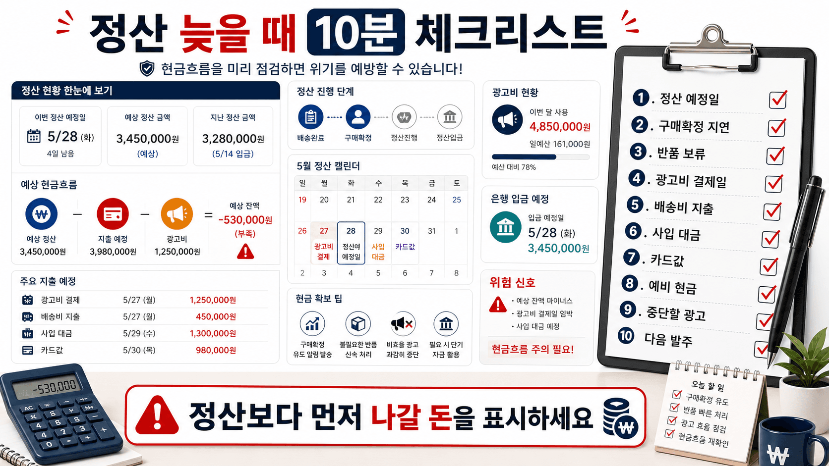 정산 늦을 때 10분 체크리스트