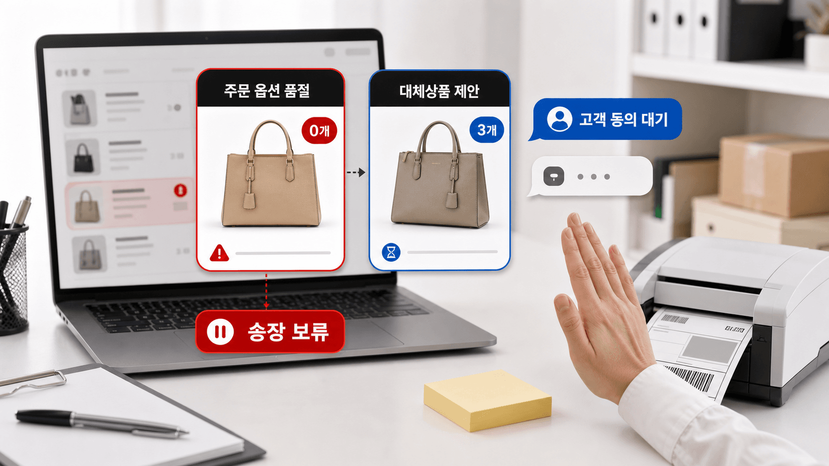 품절 주문은 송장 출력 전 동의를 기다려야 합니다
