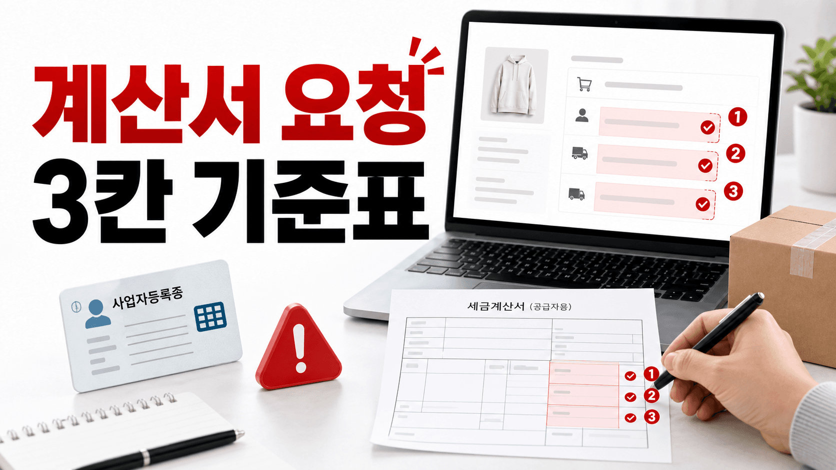 사업자 주문 세금계산서 요청, 문의 줄이는 주문 3칸 기준표 대표 이미지