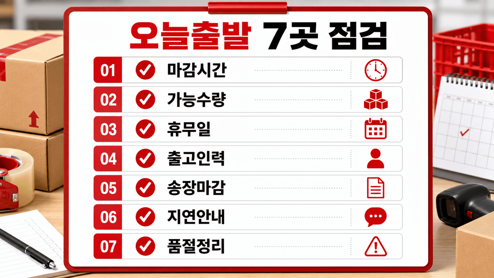오늘출발 7곳 점검