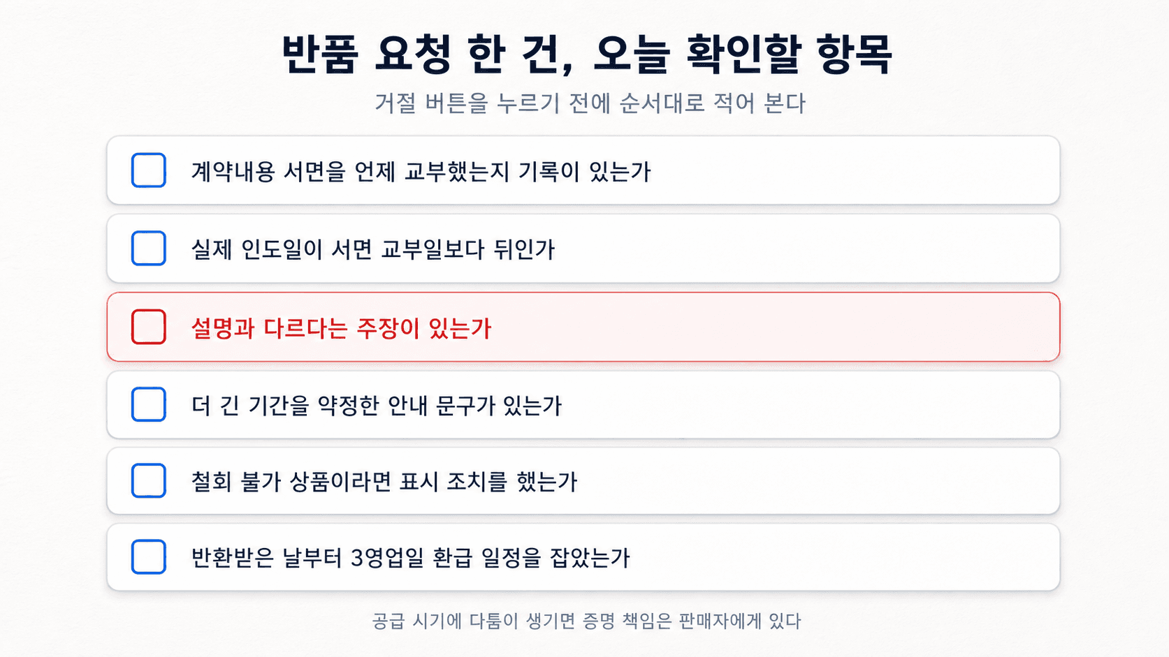 반품 요청 한 건에서 오늘 확인할 항목 체크리스트