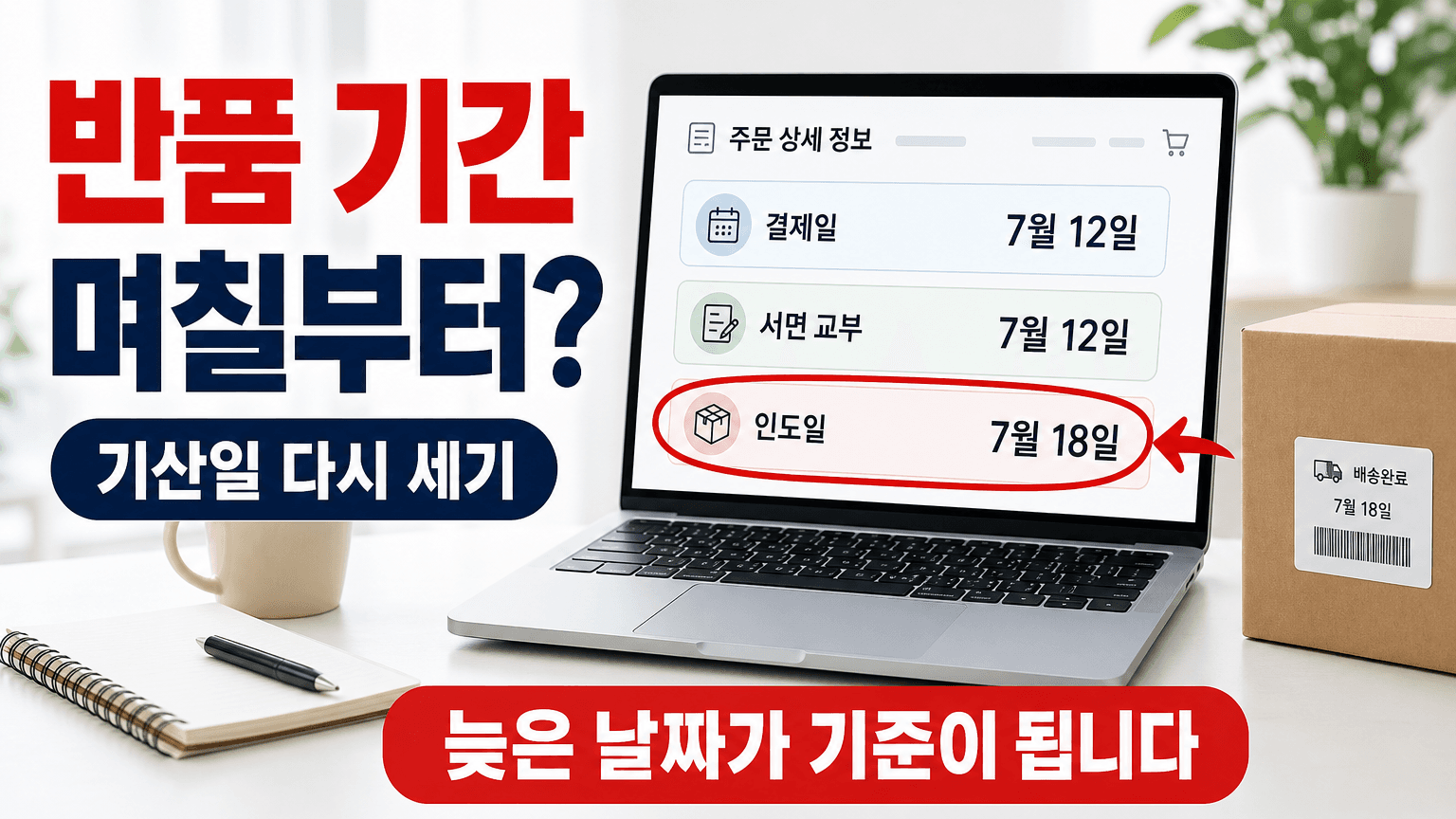 반품 요청이 기간 초과처럼 보이는 주문, 7일을 결제일 말고 어느 날짜부터 세야 하는지 대표 이미지