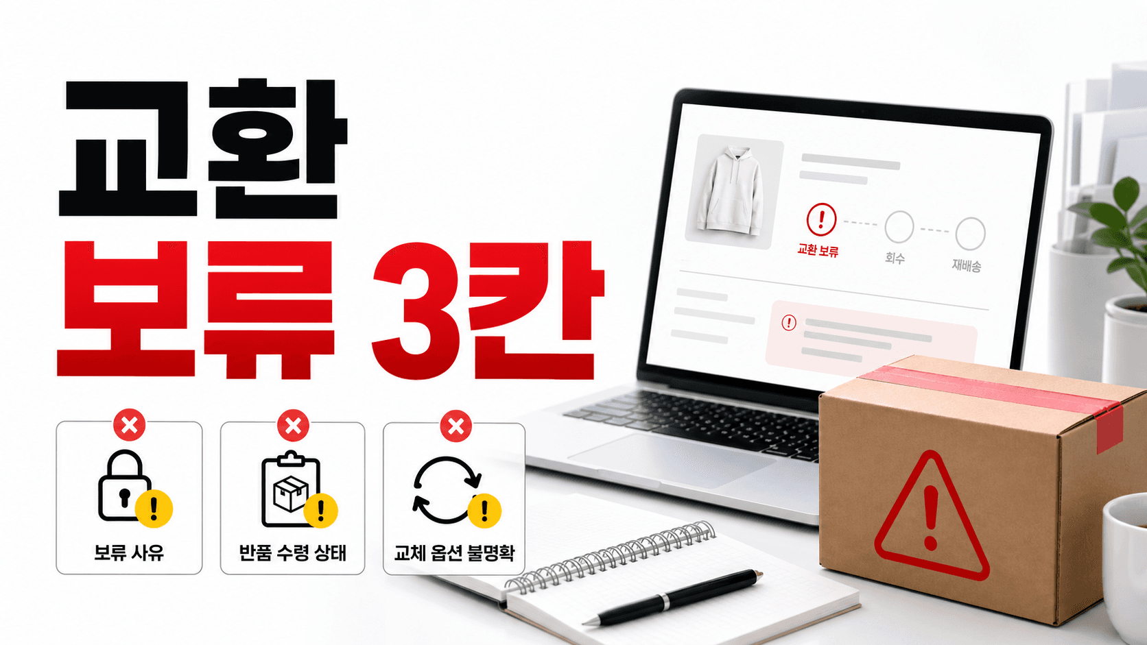 교환 재배송 막힌 주문, 오배송 문의 줄이는 보류사유 3칸 기록표 대표 이미지